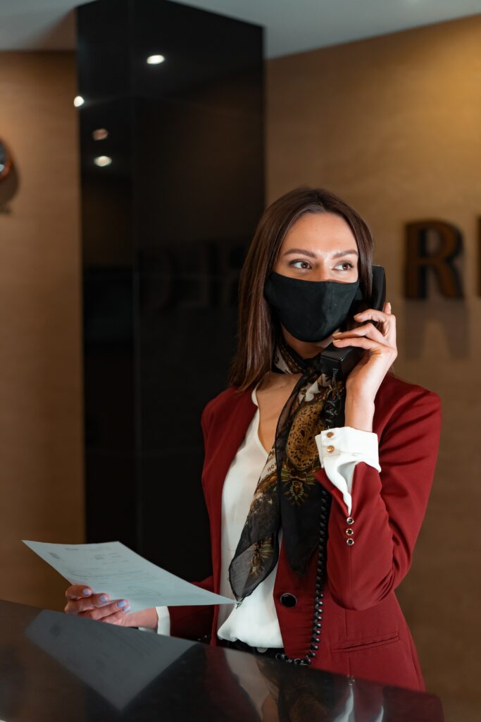 Receptionist talking on the phone